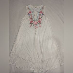 Andree Floral Embroidered Lace-Up Midi Dress